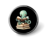 Spilla da bavero carina a forma di polpo ben colto, spilla rotonda in metallo, accessorio per giacca, cappello, borsa, gioielli