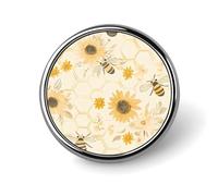 Spilla da bavero carina con ape e girasole, spilla in metallo rotonda, accessorio per giacca, cappello, borsa, gioielli