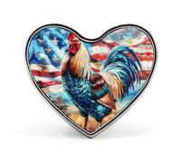 Spilla da bavero carina con bandiera degli Stati Uniti, gallo colorato, spilla a forma di cuore, cravatta, abito, accessori per uomo e donna, matrimonio e compleanno