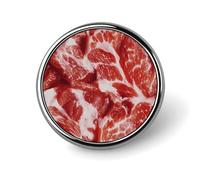 Spilla da bavero carina con motivo a carne cruda, spilla rotonda in metallo, accessori per giacche, cappelli, borse, gioielli