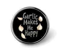 Spilla da bavero carina "L'aglio mi rende felice", spilla rotonda in metallo, accessori per giacche, cappelli, borse, gioielli