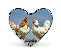 Spilla da bavero con animali a forma di gallina, alla moda squisite, bottoni personalizzati, distintivi, uniche e originali, a forma di cuore carine, in metallo per zaino