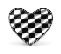 Spilla da bavero con bandiera a scacchi bianca e nera, spilla smaltata a forma di cuore per uomo/donna, fermacravatta, spilla