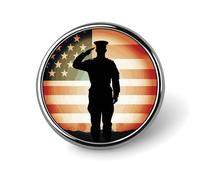 Spilla da bavero con bandiera americana che saluta il soldato, spilla rotonda alla moda, spilla con bottone carino, spille con bottone in lega per cappelli, camicie, vestiti e borse