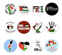 Spilla da Bavero Con Bandiera della Palestina, Scritta 'I Support Palestine', Nazionale, 4.4cm, Banda Stagnata