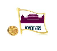 Spilla da bavero con bandiera in metallo dorato di Pechino Cina Città Proibita