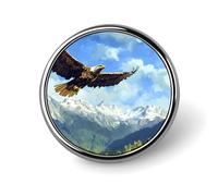 Spilla da bavero con bottone rotondo piccolo a forma di aquila che vola sopra le montagne, per borsa, accessori per camicie da 1 pollice