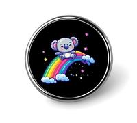 Spilla da bavero con bottone rotondo piccolo arcobaleno e koala che scivola verso il basso, per borsa, 1 pollice, accessori per camicie