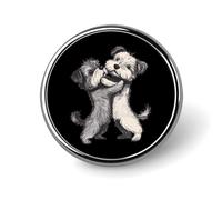 Spilla da bavero con bottone rotondo piccolo, per borsa, 1 pollice, accessori per camicie, Schnauzer, cani buoni amici