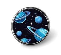 Spilla da bavero con bottone rotondo piccolo "Pianeti blu Universi" per borsa, accessori per camicie da 1 pollice