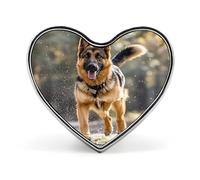 Spilla da bavero con cane da pastore tedesco in esecuzione, spille alla moda squisite spille personalizzate spille a bottone novità uniche spille a forma di cuore bottoni in metallo per zaino