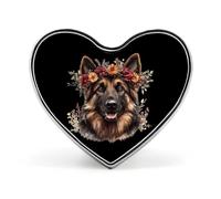 Spilla da bavero con cane pastore tedesco, fiore e cuore carino, accessorio per abbigliamento e gioielli per uomo e donna