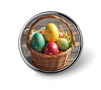 Spilla da bavero con cestino e uova di Pasqua Squisita Spilla alla moda personalizzata Distintivo a bottone Novità Unico Carino Spille a bottone Rotondo Spilla in Metallo Spille per Zaino Borse Giacca