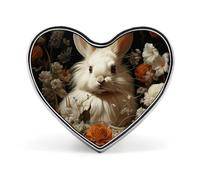 Spilla da bavero con coniglio e fiori, motivo: animali del Mar Rosso - Spille a forma di cuore per accessori da uomo e da donna, spille da bavero in smalto leggero da 1 pollice, bottoni per zaini, cap