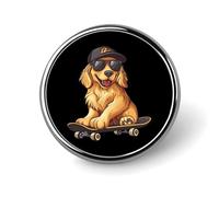 Spilla da bavero con distintivo alla moda a forma di cane da riporto con skateboard, per donne e uomini, per feste e matrimoni