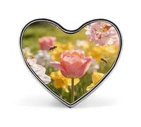 Spilla da bavero con dolci parole "Campo primaverile", spilla a bottone personalizzata a forma di cuore, spilla in lega di al