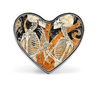 Spilla da bavero con due scheletri danzanti, spilla a forma di cuore in metallo da 1 pollice, leggera, con bordi lisci, spilla versatile con distintivo d'amore per camicie, giacche, borse, regali p