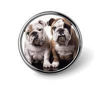 Spilla da bavero con due simpatici cani bulldog per uomo, spilla alla moda con deliziosi ramen dolci - graziosi distintivi smaltati, spilla in lega di alluminio per cappelli, camicie, borse, giacche e