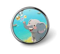 Spilla da bavero con elefante che soffia bolle di sapone, spille rotonde co