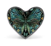 Spilla da bavero con farfalla primaverile, spilla a forma di cuore in metallo da 1 pollice, leggera, con bordi lisci, versatile, spilla con distintivo d'amore per camicie, giacche, borse, regali pe