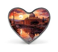 Spilla da bavero con fiocchi di neve e alberi di Natale al tramonto a Roma - Spille a forma di cuore per accessori da uomo e da donna, spille da bavero in smalto leggero da 1 pollice per zaini, cappel