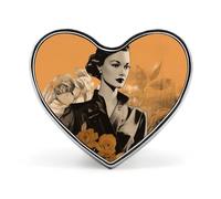 Spilla da bavero con fiori e donne, spilla a forma di cuore in metallo da 1 pollice, leggera, con bordi lisci, versatile, spilla con distintivo d'amore per camicie, giacche, borse, regali per amici