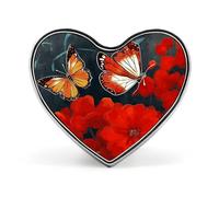 Spilla da bavero con fiori rossi e farfalle, piante tropicali e pappagalli - Spille a forma di cuore per accessori da uomo e da donna, spille da bavero in smalto leggero da 1" per zaini, cappelli, bor