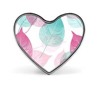 Spilla da bavero con foglie color pesca e verde acqua, spilla a forma di cuore in metallo da 1 pollice, leggera, con bordi lisci, spilla versatile con distintivo d'amore per camicie, giacche, borse