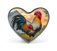 Spilla da bavero con gallo da fattoria per donne e uomini, con grazioso distintivo a forma di cuore, per feste e matrimoni