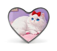 Spilla da bavero con gatto dagli occhi azzurri, graziosa spilla smaltata a forma di cuore per uomo/donna, fermacravatta, spil
