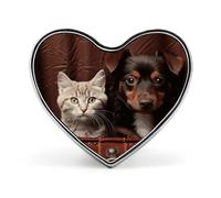 Spilla da bavero con gatto e cane seduti in una tasca di pelle, spilla alla moda, spilla con bottoni carini, spille con bottoni rotondi, spille smaltate, spille in metallo per cappelli, camicie, vesti