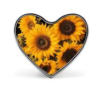 Spilla da bavero con girasoli e leopardo delle nevi - Spilla a forma di cuore per accessori da uomo e da donna, spille da bavero in smalto leggero da 1 pollice per zaini, cappelli, borse, cordini