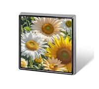 Spilla da bavero con girasoli, margherite e rose, spilla alla moda, spilla a bottone carina, bottone quadrato per cappello, c