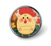 Spilla da bavero con graziosi galli e polli, spilla alla moda, spille con bottoni rotondi, camicie, vestiti, borse, decorazi