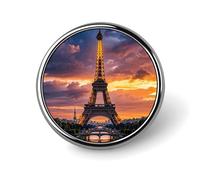 spilla da bavero con la Torre Eiffel di Parigi, spilla rotonda alla moda, spilla con bottone carino, spille con bottone in lega per cappelli, camicie, vestiti e borse.