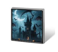 Spilla da bavero con luna e pipistrello di Halloween, spilla quadrata alla moda, spilla carina con bottoni in lega, spille smaltate in metallo, per cappelli, camicie, vestiti, borse