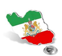 Spilla Da Bavero Con Mappa Dell iran In Acciaio Inox A Forma Di Leone E Sole Stile Vintage Iraniano Persiano (Argento 5)