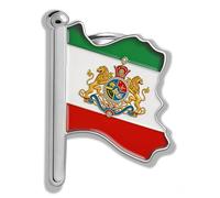 Spilla Da Bavero Con Mappa Dell iran In Acciaio Inox A Forma Di Leone E Sole Stile Vintage Iraniano Persiano (Argento 2)