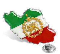 Spilla Da Bavero Con Mappa Dell iran In Acciaio Inox A Forma Di Leone E Sole Stile Vintage Iraniano Persiano (Argento 7)