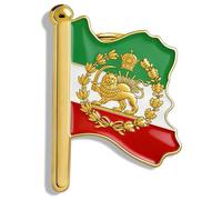 Spilla da bavero con mappa dell'Iran, in acciaio inox, a forma di leone e sole, stile vintage iraniano persiano, One Size, Acciaio inossidabile, Non pietra preziosa