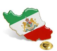 Spilla da bavero con mappa dell'Iran, in acciaio inox, a forma di leone e sole, stile vintage iraniano persiano, One Size, Acciaio inossidabile, Non pietra preziosa