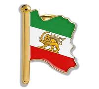 Spilla da bavero con mappa dell'Iran, in acciaio inox, a forma di leone e sole, stile vintage iraniano persiano, One Size, Acciaio inossidabile, Non pietra preziosa