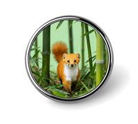 Spilla da bavero con martora dalla gola gialla in bambù, spilla rotonda alla moda, spilla con bottone carino, spille con bottone in lega per cappelli, camicie, abbigliamento e borse