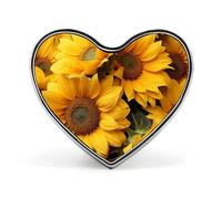 Spilla da bavero con molti girasoli e leopardo delle nevi - Spilla a forma di cuore per accessori da uomo e da donna, spille da bavero in smalto leggero da 1 pollice per zaini, cappelli, borse, cordin
