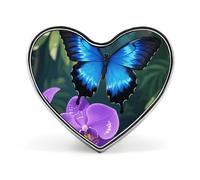 Spilla da bavero con Morpho blu su orchidea, graziosa spilla smaltata a forma di cuore per uomo/donna, fermacravatta, spilla,