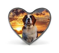 Spilla da bavero con motivo a cuore e tramonto, ispirata al cane San Bernardo, con decorazioni per abbigliamento e gioielli per uomo e donna.