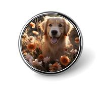 Spilla da bavero con motivo Golden Retriever e fiori, spilla, distintivo, cravatta, gioielli, decorazioni per cappelli, giacche e camicie