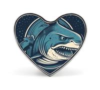 Spilla da bavero con motivo squalo, spilla a forma di cuore in metallo da 1 pollice, leggera, con bordi lisci, spilla versatile con distintivo d'amore per camicie, giacche, borse, regali per amici