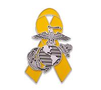 Spilla da bavero con nastro giallo dei Marine Corps - EGA USMC - Eagle Globe & Anchor - Licenza ufficiale dal Corpo dei Marines - Progettato da Marines for Marines