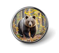 Spilla da bavero con orso bruno in autunno, camicie, abbigliamento, borse, dec